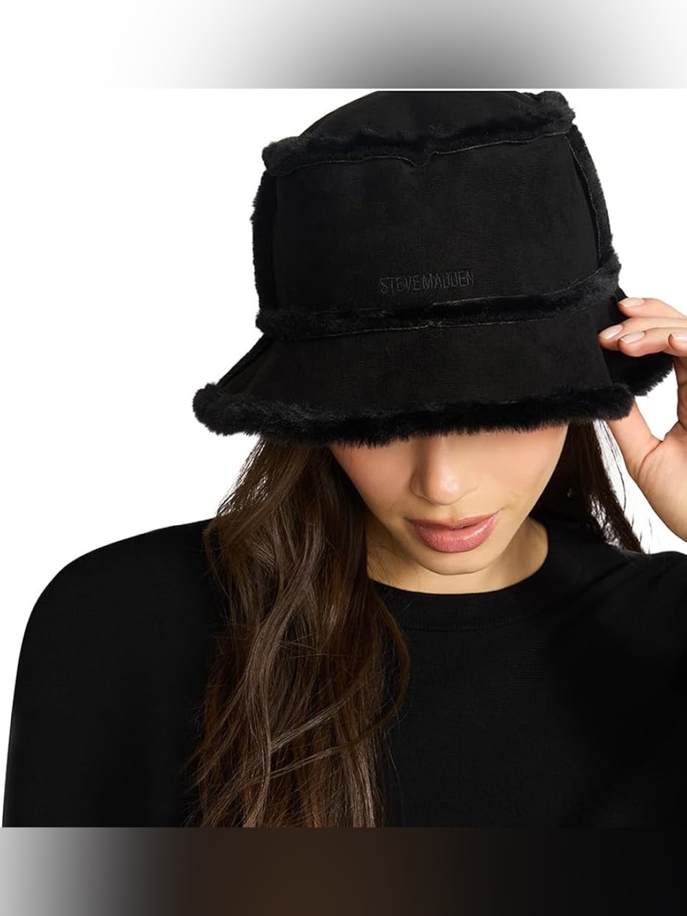 Steve Madden Womens Faux-Shearling Bucket HatBucket Hat